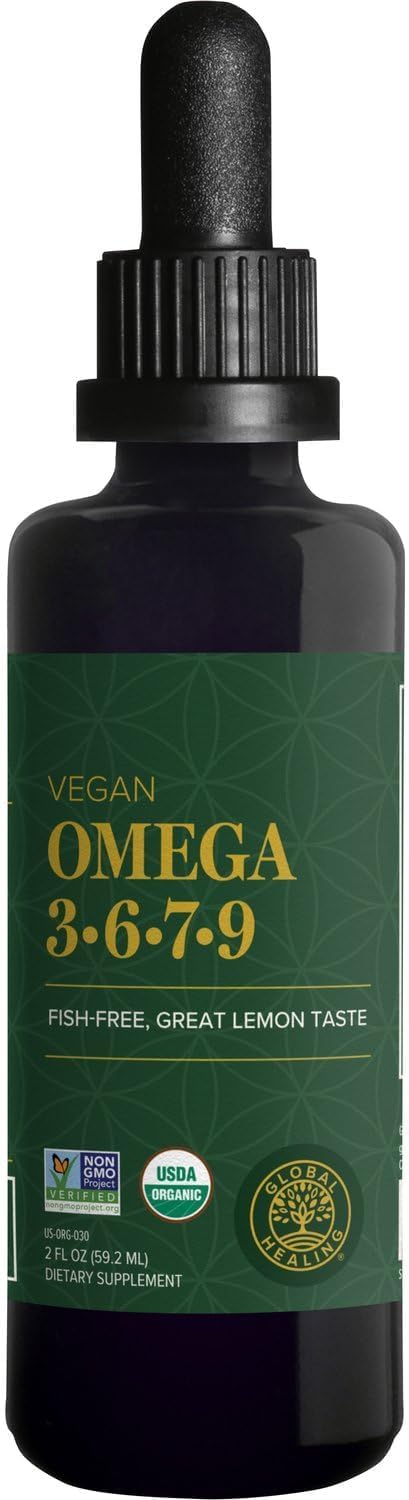Global Healing Organic Omega 3 6 9 and 7 (Seaberry CO2 Extract) 3 Supplement 3 Fish 2 Fl