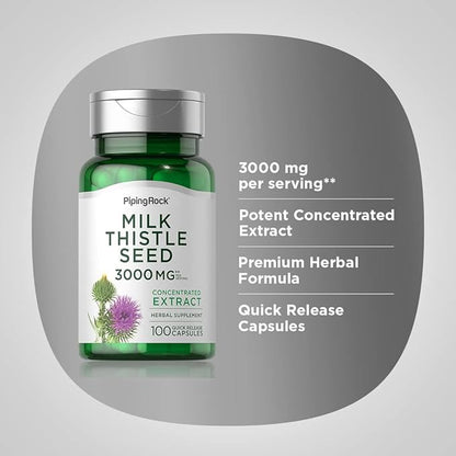 Piping Rock Milk Thistle Supplement 3000mg 100 Capsules