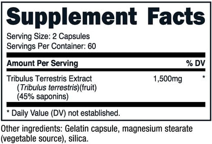 Nutricost Tribulus Terrestris Extract 1500mg, 120 Capsules - 60 Servings (750mg Per Cap), Non GMO & Gluten Free