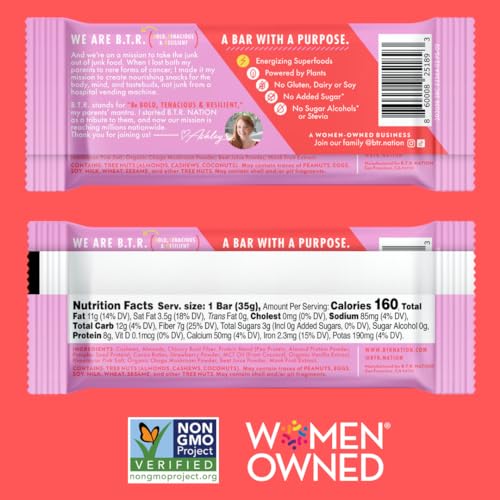 Vegan Superfood Protein Bars, by B.T.R. - Keto, Plant Based, and Gluten Free | 12 Bars | Low Carb, Sugar Alcohol Free, & Boosted with Powerful Superfood! (Strawberry Shortcake VITALITY)