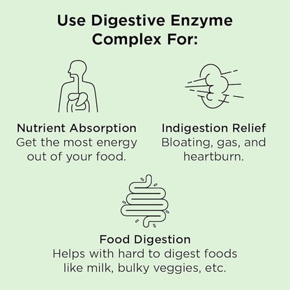 Nbpure Vegan Digestive Enzyme Complex – Daily Bloating, Gas, & Food Digestive Support for Women & Men – 12 Enzymes & 3 Herbs – Lactase, Protease, Lipase, Ginger, Cinnamon, Peppermint + More
