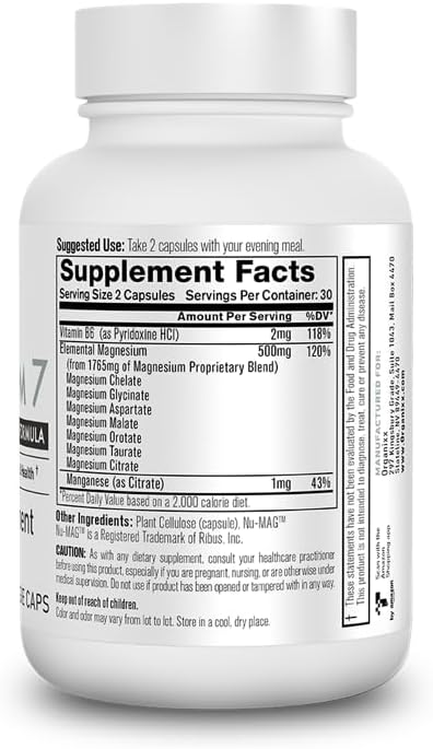 Organixx Magnesium Supplement, Natural Calm Magnesium B6 and (60 Count)