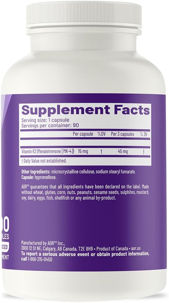 AOR, Peak K2, Supports Bone and 90 servings (90 capsules)
