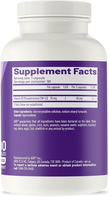 AOR, Peak K2, Supports Bone and 90 servings (90 capsules)