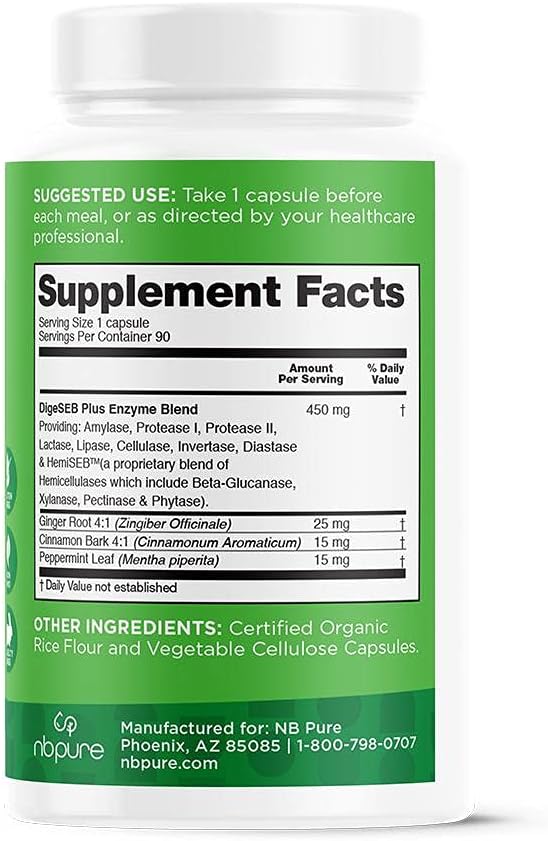 Nbpure Vegan Digestive Enzyme Complex – 12 Enzymes 3 Herbs