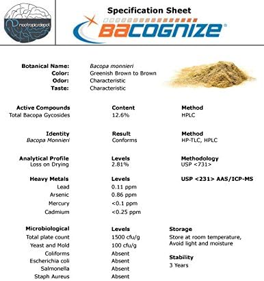 Nootropics Depot BaCognize Bacopa Monnieri 300mg (120 Count)
