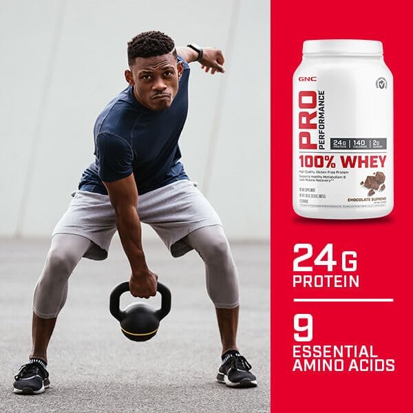 GNC Pro Performance 100% Whey Protein Powder | Supports Healthy Metabolism and Lean Muscle Recovery | Creamy Strawberry | 25 Servings