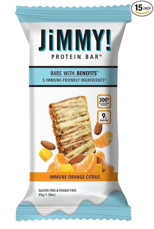 JiMMY! Protein Bar, Orange Citrus, Immune 15 Count