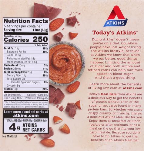 Atkins Chocolate Almond Butter Protein Meal 5 Count