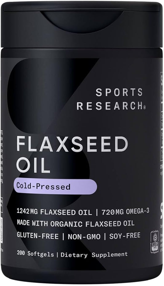 Sports Research Extra Strength Flaxseed Oil 1242mg - Omega-3 Fish (200 Count)