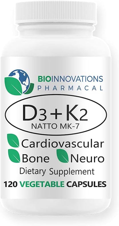 D3+K2 10,000IU D3 Cholecalciferol 100mcg, MK7 120 Capsules