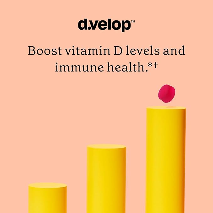 d.velop Vitamin D Kids Gummies –60 Count, 600 IU – Kids Immune Support - 3X Faster & More Effective – No Artificial Flavors or Sweeteners – Dairy-Free – Wild Berry Flavor - Kids Vitamin D for Ages 4+