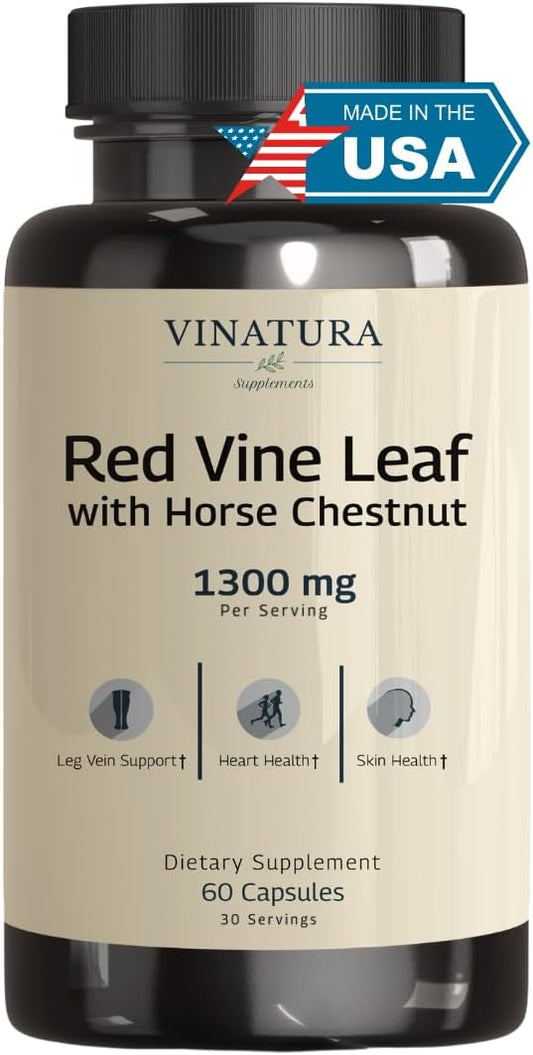 Red Vine Leaf extract 1300mg/serving *USA 60 Capsules (30 servings)