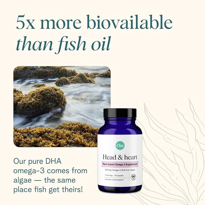 Ora Organic Vegan Omega 3 Supplement 500mg DHA 60 Capsules