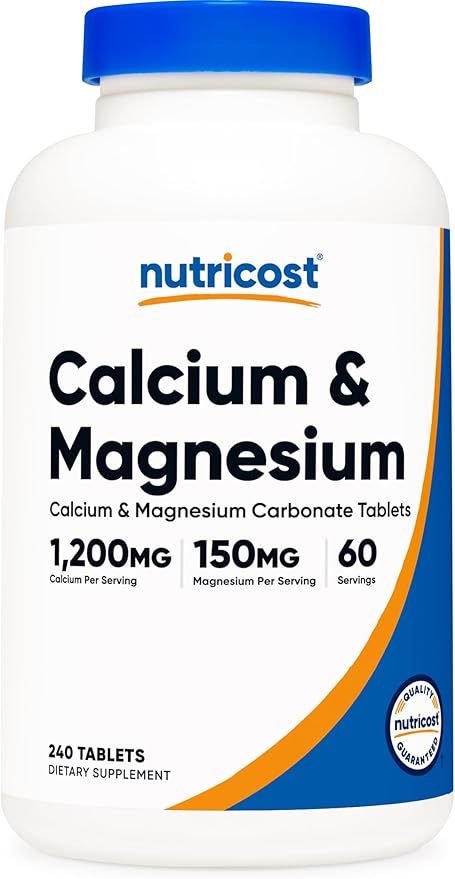 Nutricost Calcium & Magnesium Carbonate 240 1200mg of 150mg of 60 Servings-