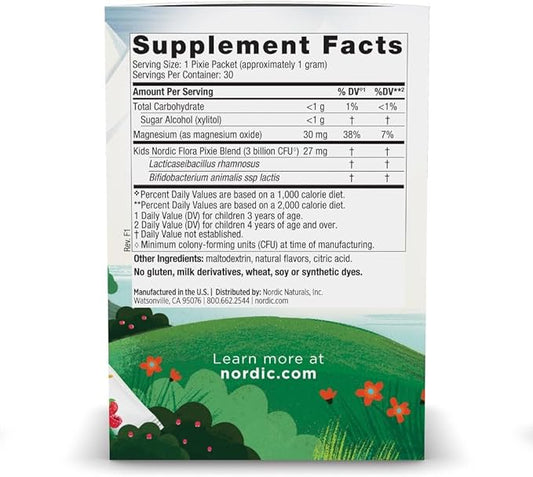 Nordic Naturals Kids Probiotic Pixies, Mixed Berry - 30 Packets - 3 Billion CFU - Digestive Wellness, Immune Support - Non-GMO, Vegan - 30 Servings