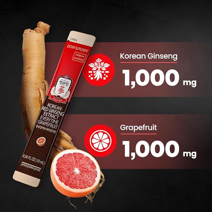 JungKwanJang Grapefruit Flavored Korean Red Ginseng 10 Packs