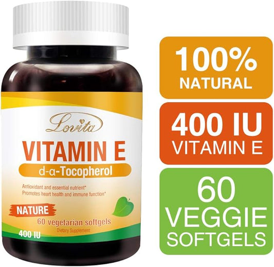 Lovita Vitamin E 400 IU Softgels, 268 mg 60 Vegetarian 3)