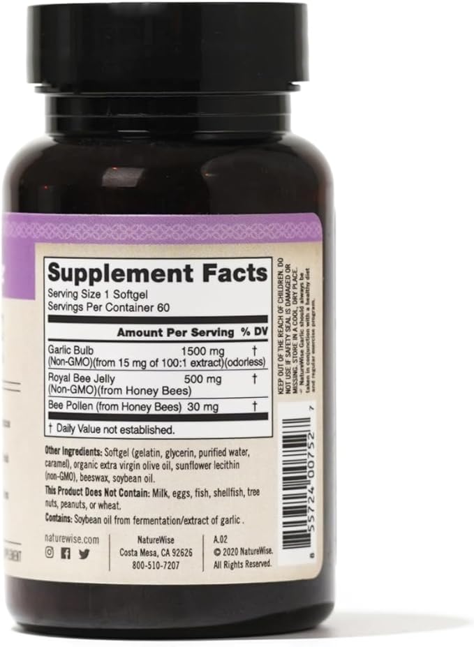 NatureWise Odorless Garlic Pills 1500 mg 60 Softgels [2-Month Supply]