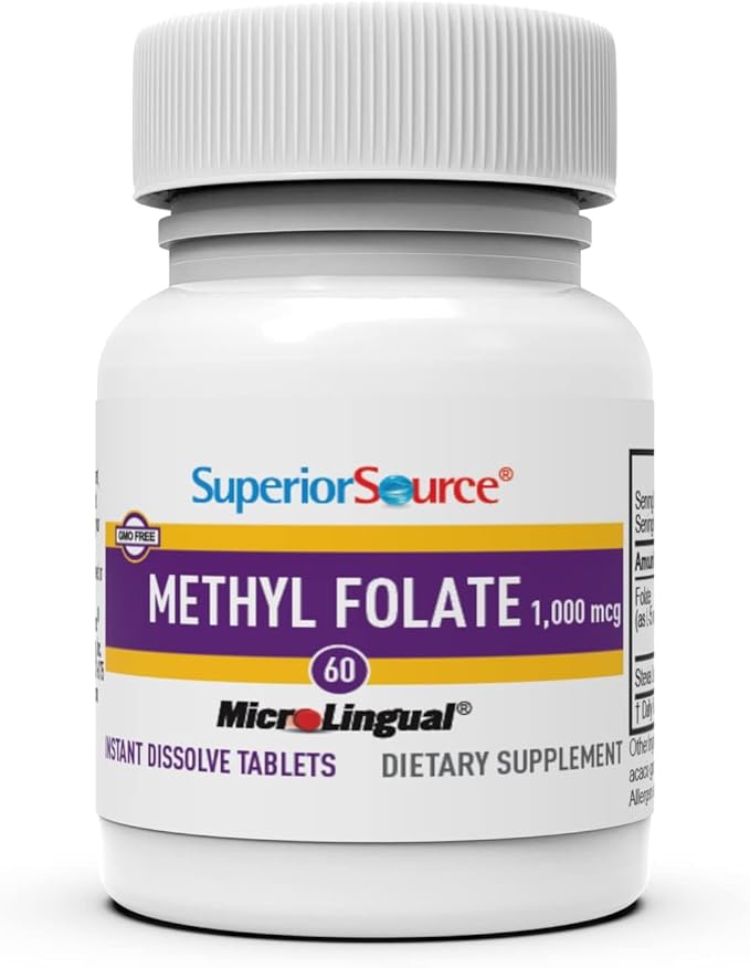 Superior Source Methylfolate 5-MTHF 1000 mcg, 60 Ct,