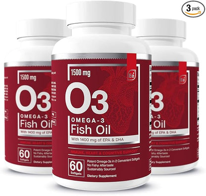 Essential Elements Omega-3 Fish Oil Supplement 60 Softgels (3-Pack)