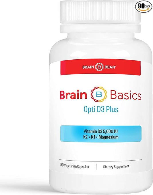Brain Basics Opti D3 Plus D3 K2 K2 5,000IU, 5,000IU, Vitamin K1, and 90 Servings