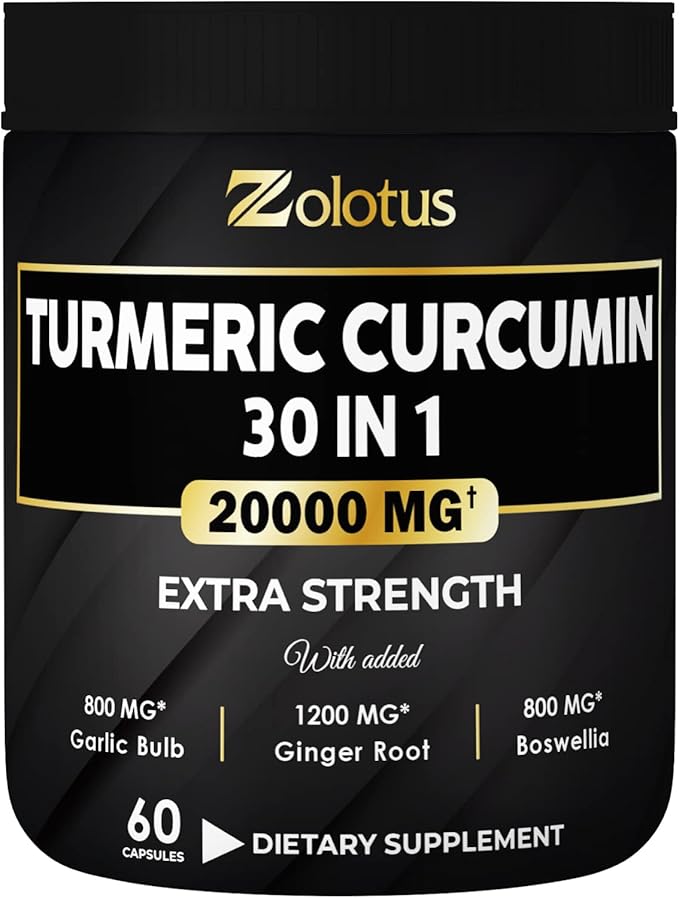 30 in 1 Turmeric Curcumin + 95% Curcuminoids, 20000mg, with 60 Capsules