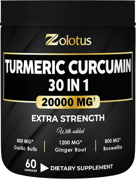 30 in 1 Turmeric Curcumin + 95% Curcuminoids, 20000mg, with 60 Capsules