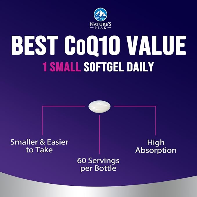 CoQ10 100mg Softgels, Superior Co Q10 Q10 Vitamin 60 Count