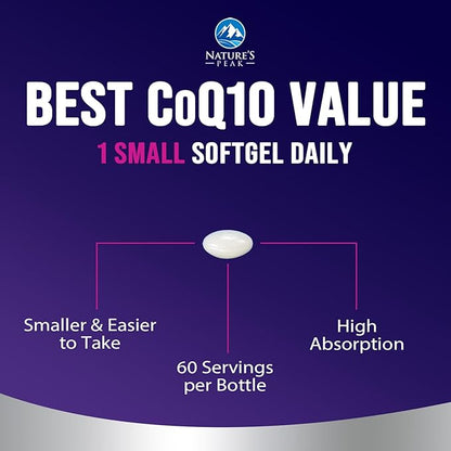 CoQ10 100mg Softgels, Superior Co Q10 Q10 Vitamin 60 Count