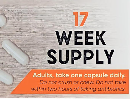 Berkley Jensen Natural 10 Strain Probiotic Supplement Capsules with 10mg B. Longum, Loaded with Live Strains & Beneficial Gut Flora, for Digestive & Immune Health - 17-Week Supply, 120 Ct