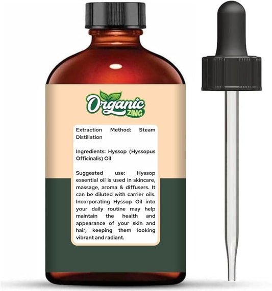 Hyssop (Hyssopus Officinalis) Oil | Pure & Natural Essential Oil for Skincare, Massage, Aroma and Diffusers - 118ml/3.99fl oz