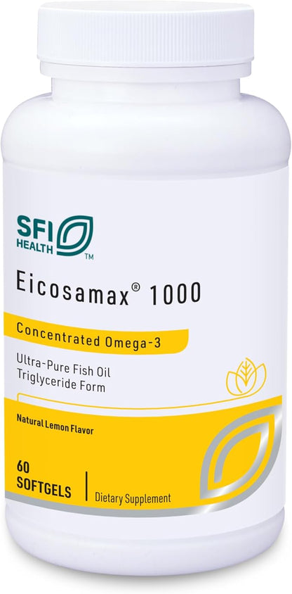 Klaire Labs Eicosamax 1000 TG Fish Oil 1000 mg Omega-3 Fish (60 Softgels)