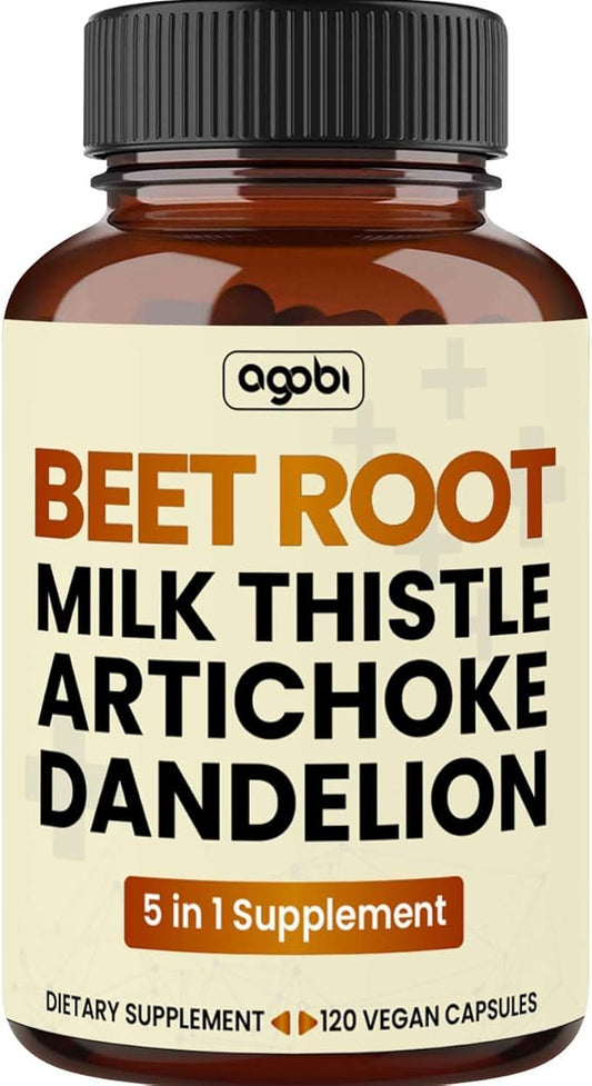 agobi Beet Root Capsules 600mg Milk 300mg Artichoke 300mg Dandelion 300mg Black 15mg - 120 Capsules