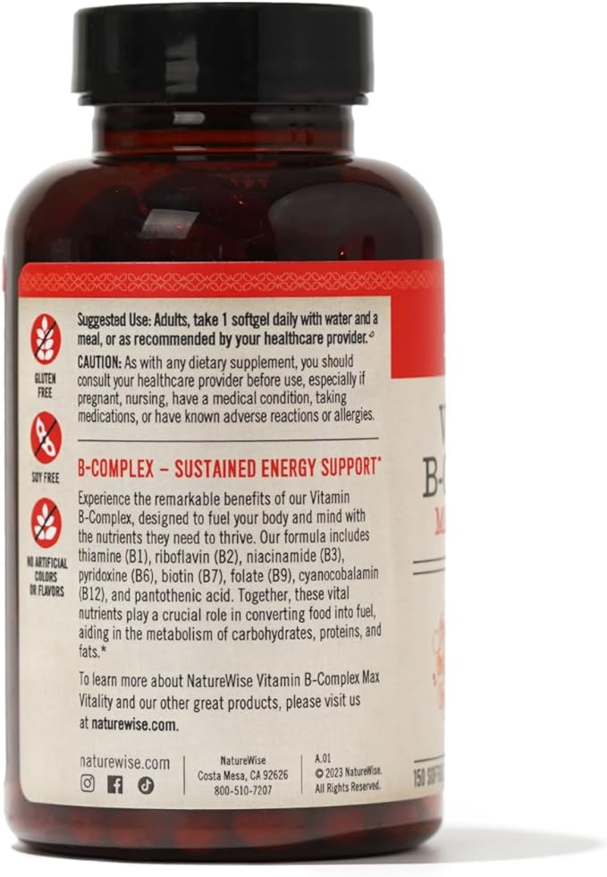NatureWise Vitamin B Complex for Women B1 B2 B2 B3 B3 B6 B6 B12 B12 - 150 Softgels[5-Month Softgels[5-Month Supply]