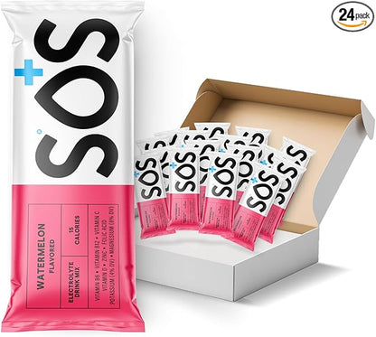 SOS Hydration Electrolyte Powder Drink Packets; Daily Hydration & Energy; Added Essential Vitamins; Low Sugar: 24 Servings
