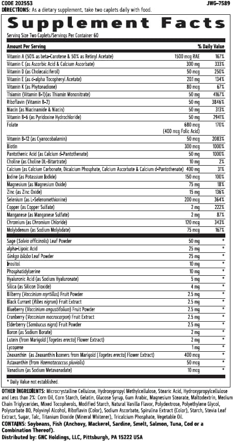 GNC Women's Multivitamin 50 Plus |Supports B12 | 120 Caplets