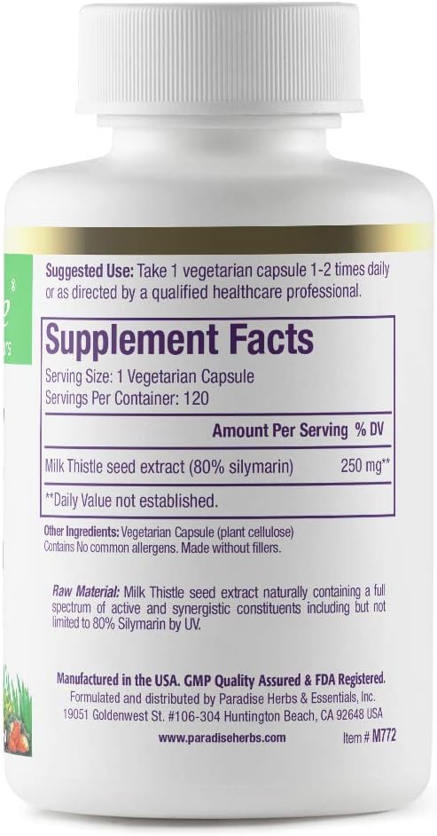 Paradise Herbs Milk Thistle, Active Whole 120 Vegetarian