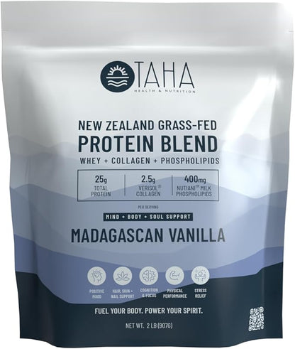 Taha Health & Nutrition Mind+Body+Soul Protein Blend 25g of 400mg Milk 2LB