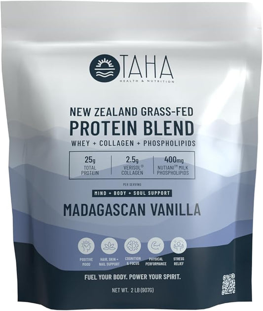 Taha Health & Nutrition Mind+Body+Soul Protein Blend 25g of 400mg Milk 2LB