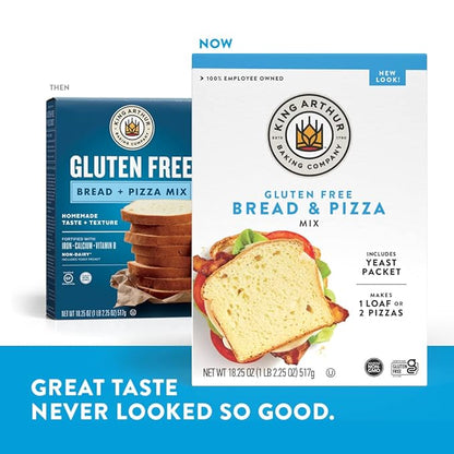 King Arthur, Gluten-Free Bread and Pizza Mix, Gluten-Free, Non-GMO Project Verified, Certified Kosher, 18.25 Ounces (Pack of 2)
