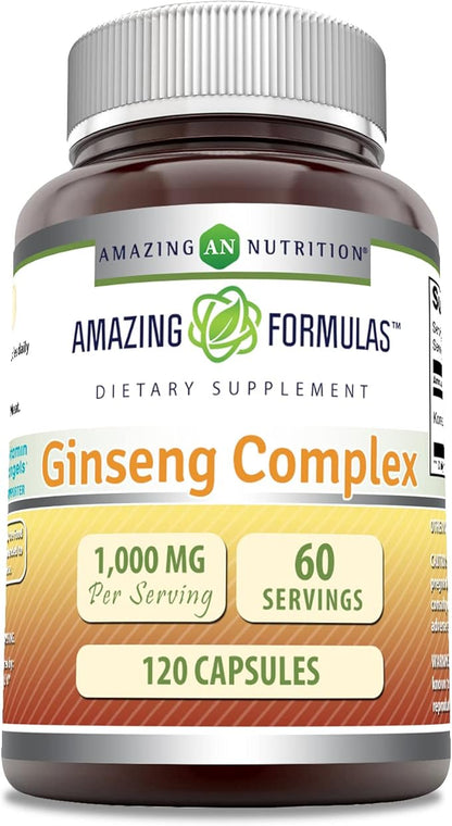 Amazing Formulas Ginseng Complex 1000mg of 4:1 Korean 120 Capsules