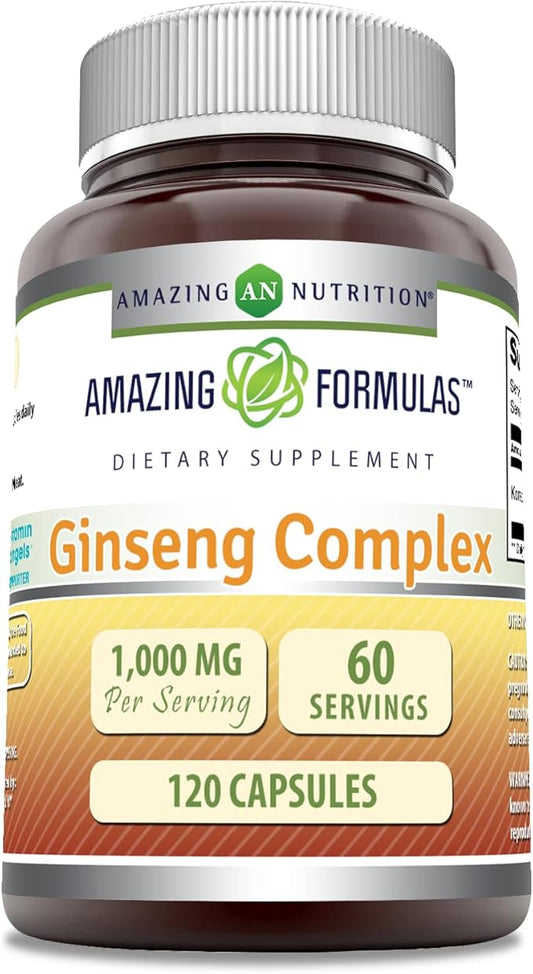 Amazing Formulas Ginseng Complex 1000mg of 4:1 Korean 120 Capsules