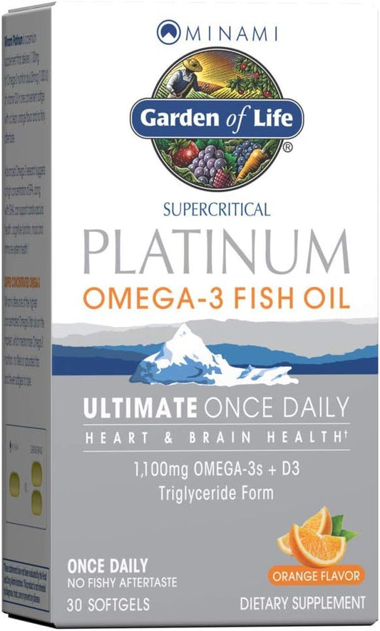 Garden of Life Minami Supercritical Platinum 3 Fish 30 Softgels, 3 for 1100mg Omega-3s Omega-3s + 1,000 IU D3