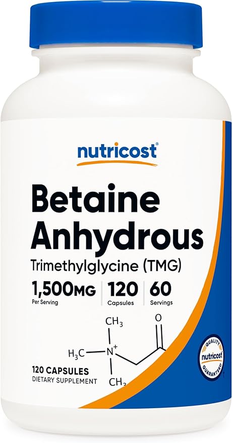 Nutricost Betaine Anhydrous Capsules 1500mg, 60 Servings 750mg Per 120 Capsules