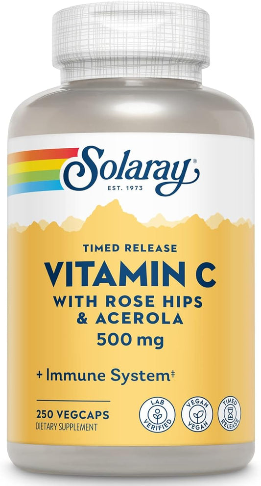 SOLARAY Vitamin C w/Rose Hips & Acerola 500mg | 250 CT