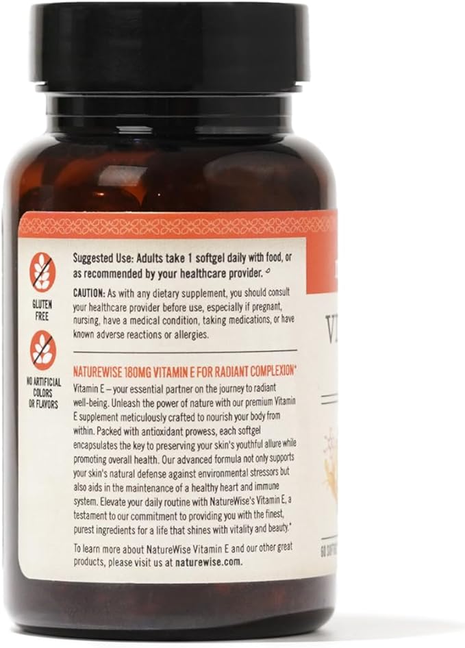 NatureWise Vitamin E 400 IU Softgels (180mg DL-Alpha) 2-Month Supply, 60 Count
