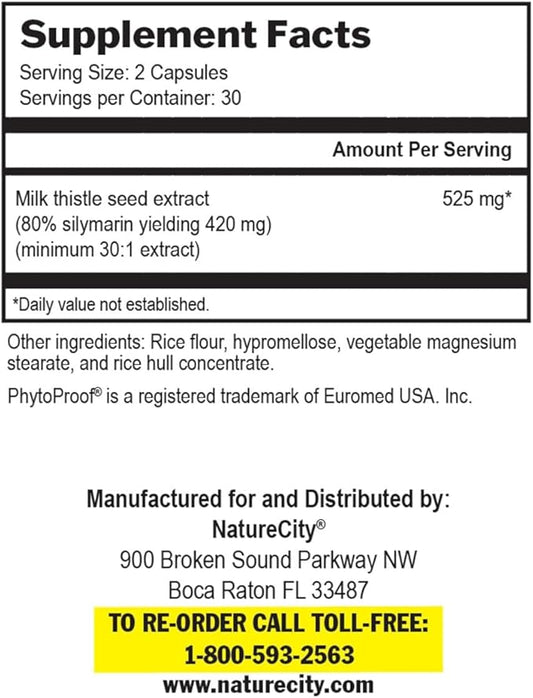 TrueMilkThistle | Milk Thistle Liver Supplement 525mg Milk (80% silymarin) 420mg of (60 Veggie