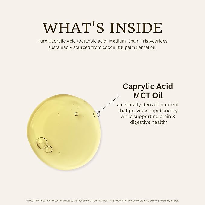 VitaTradingCo. 100% Pure C8 MCT Oil | 3X Distilled Caprylic Acid | Healthy Fat for Clean Energy | Sustainably Sourced | Non-GMO, Paleo, Keto | 128oz, 256 Servings (Unflavored)