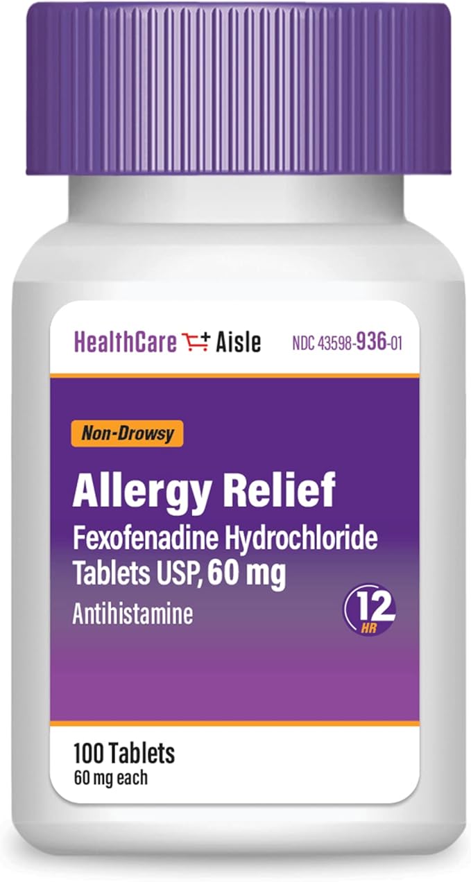 HealthCareAisle Allergy Relief 60 mg 100 Tablets 12-Hour Allergy